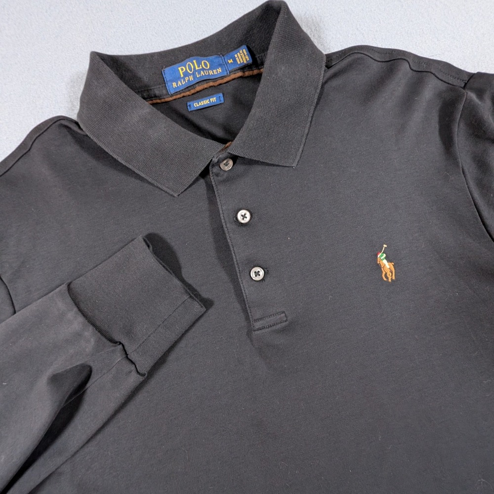 Polo Ralph Lauren Polo Shirt Mens M Classic Fit Long Sleeve Flesh Pony Logo